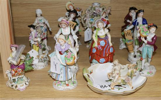 A collection of Continental figures and other porcelain,